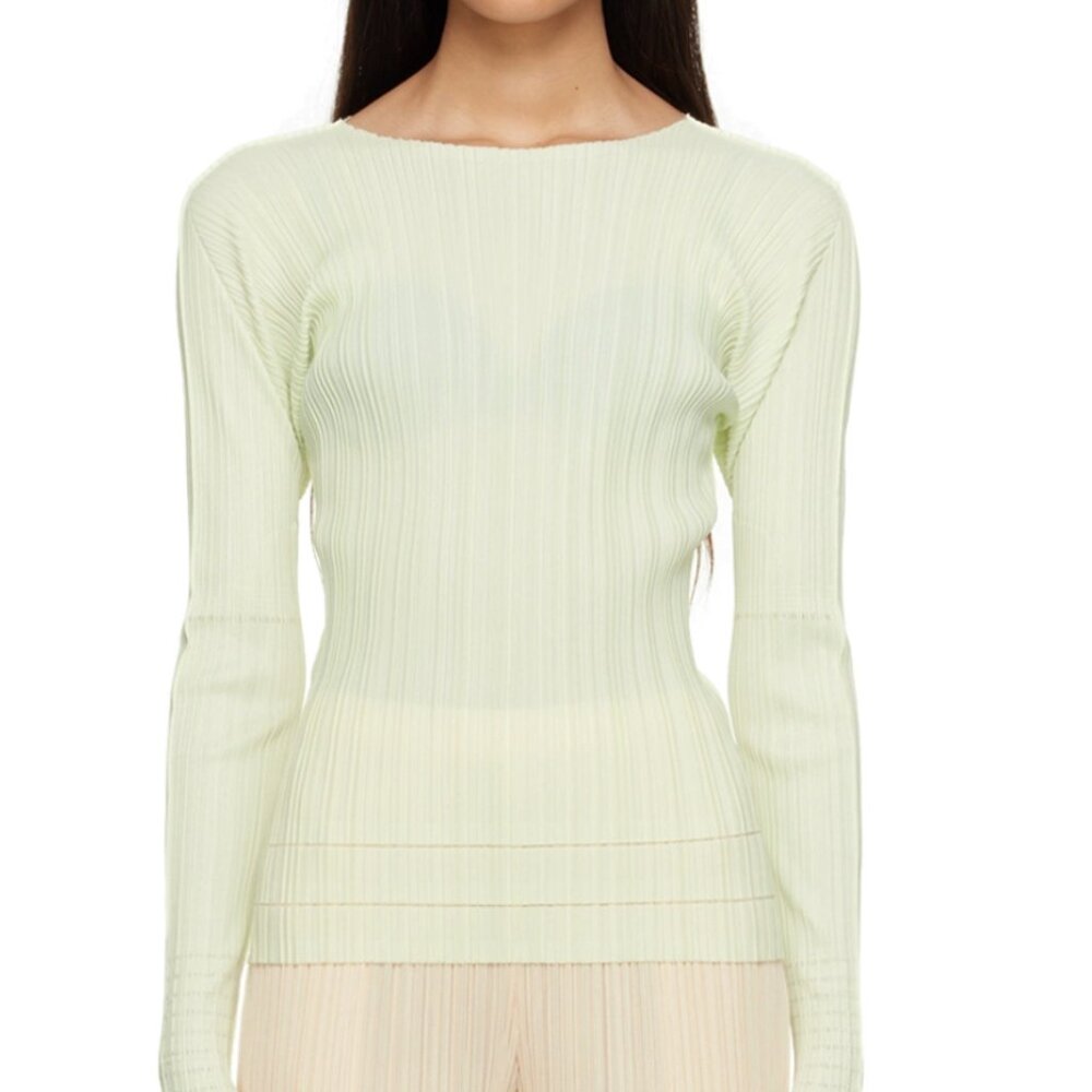 PLEATS PLEASE ISSEY MIYAKE Green Soft Pleats Long Sleeve T-Shirt
